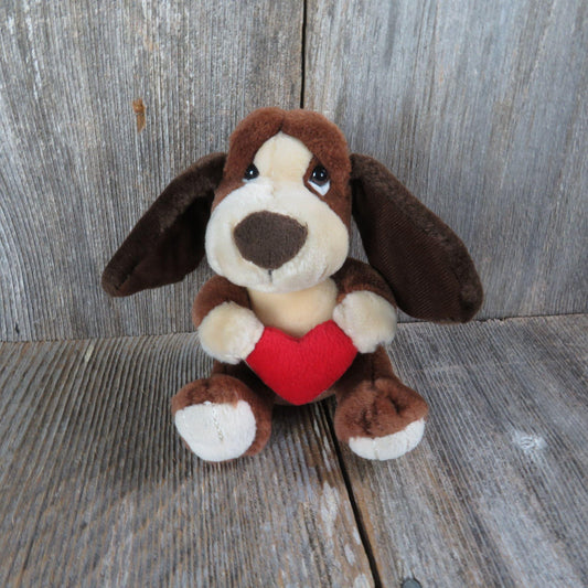 Vintage Puppy Dog Baxter Plush Red Heart Sad Basset Hound Valentines Russ Stuffed Animal