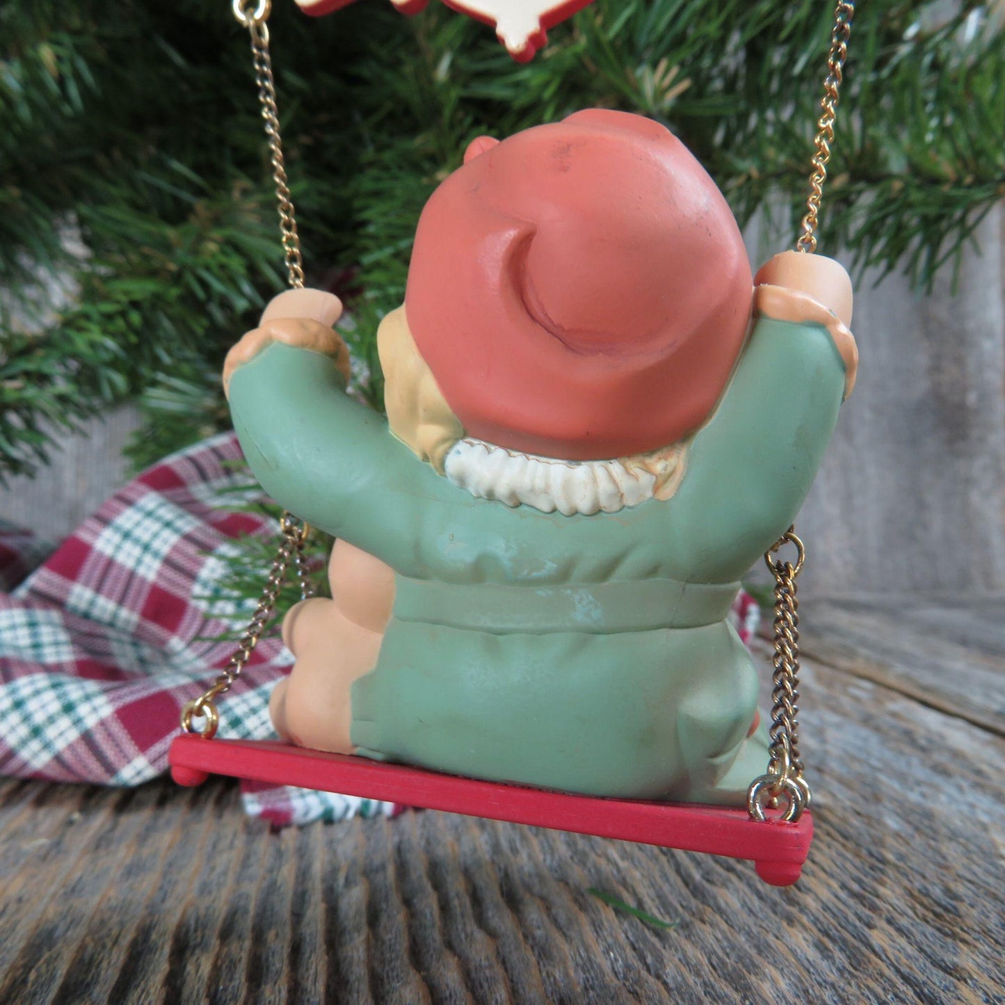 Vintage Girl Swinging with Teddy Bear Ornament Swing With Me Winter Memories of Yesterday by Enesco 1991