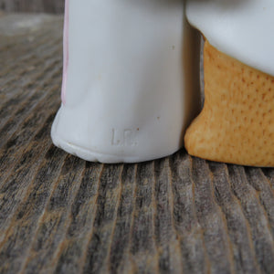 Bear Bride and Groom Figurine Wedding Cake Topper Blue Groom Coat Ceramic Bisque Lucy Rigg Enesco 1980 Bridal Shower