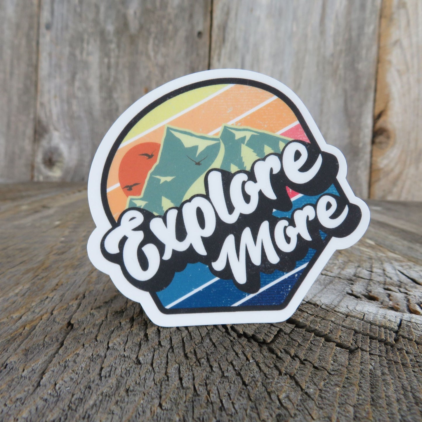 Explore More Sticker Mountains Retro Color Waterproof Car Water Bottle Laptop Outdoors