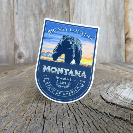 Montana Sticker Big Sky Country Grizzly Bear Souvenir Blue Waterproof State Pride Travel Water Bottle Laptop