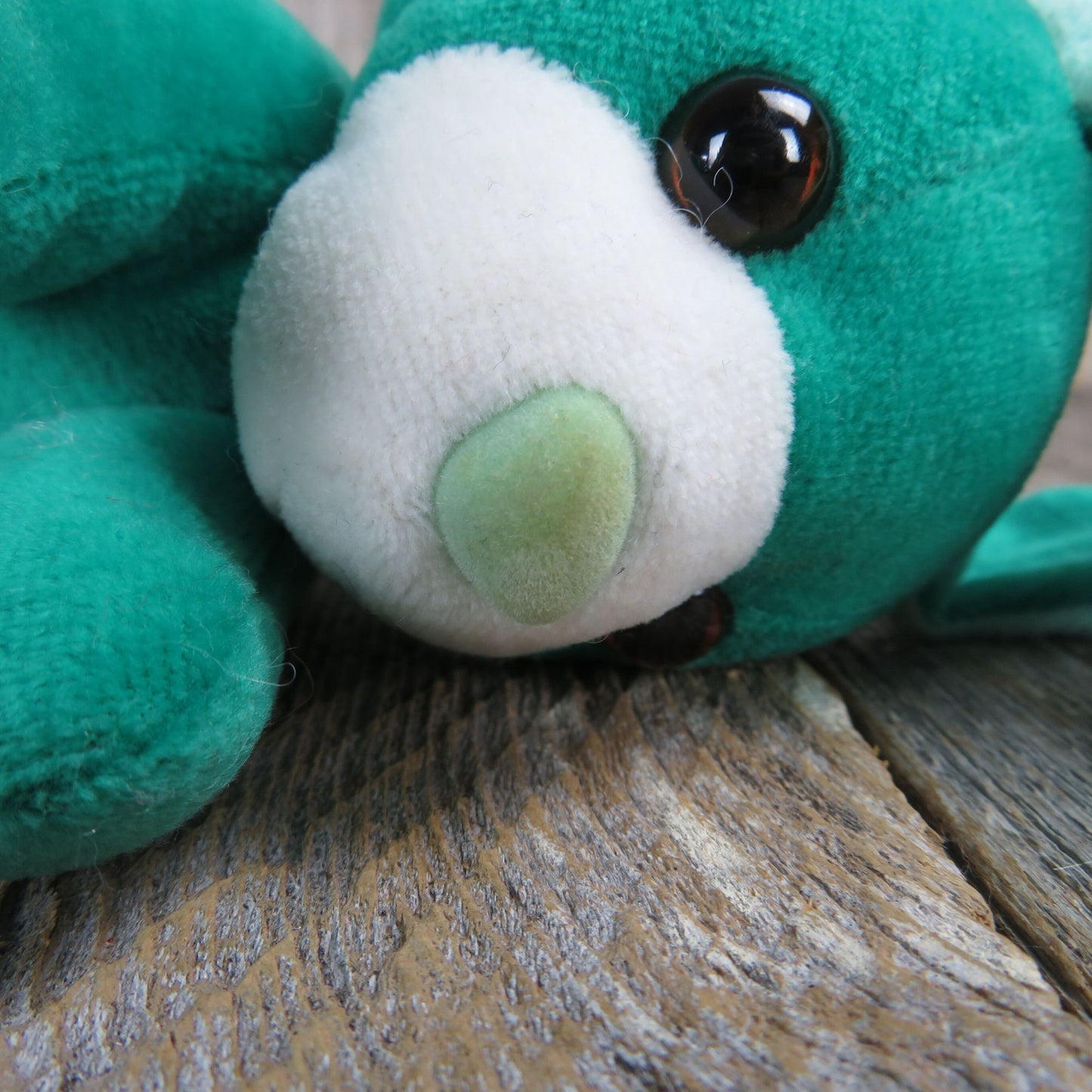 Vintage Green Dog Puppy Plush Laying Stuffed Animal Applause Easter 1987 Korea Teal