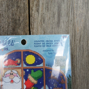 Vintage Santa Claus Counted Cross Stitch Kit Whimsies Dimensions Christmas Window 72741
