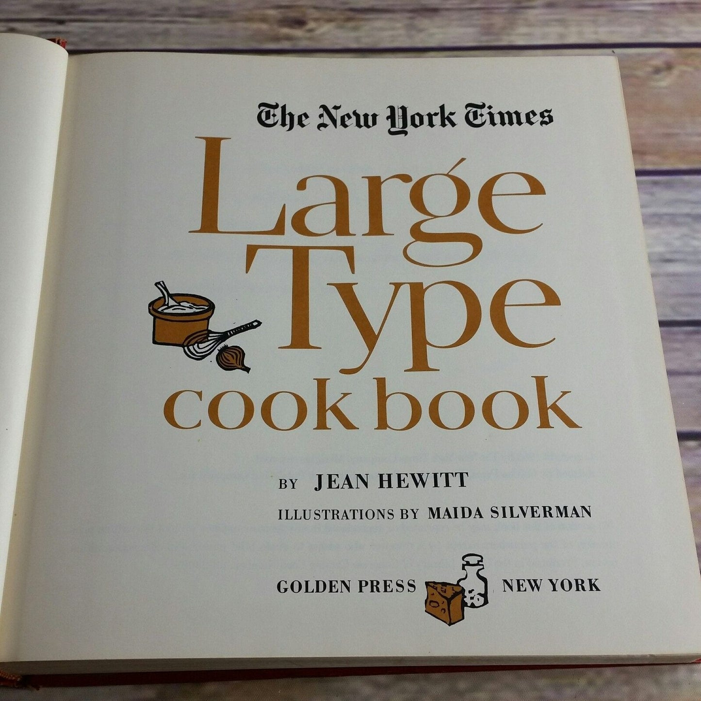 Vintage Cookbook New York Times Large Type Edition 1968 Hardcover NO Dust Jacket Large Print Easy to Read Food Editor Recipes