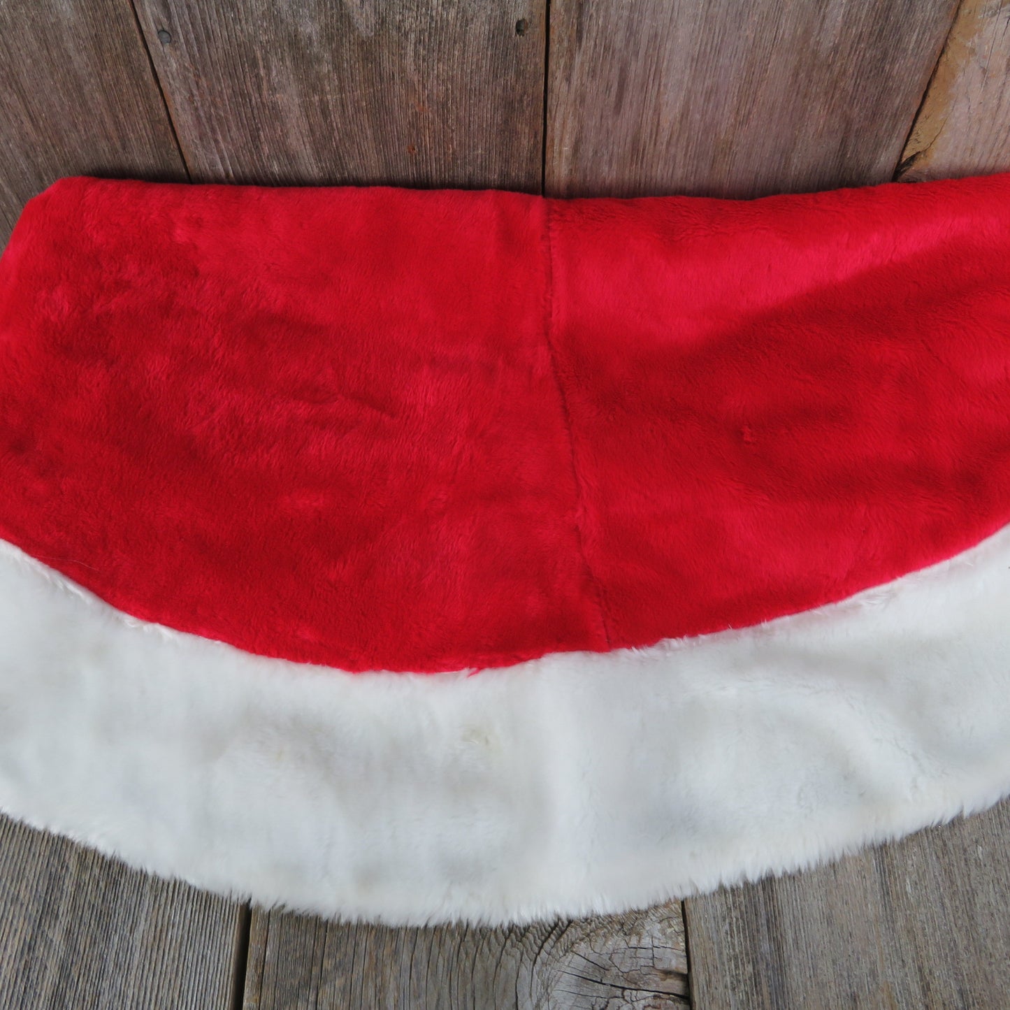 Fluffy Tree Skirt Red White Christmas Plush Fuzzy Red Fur Santa Suit Large