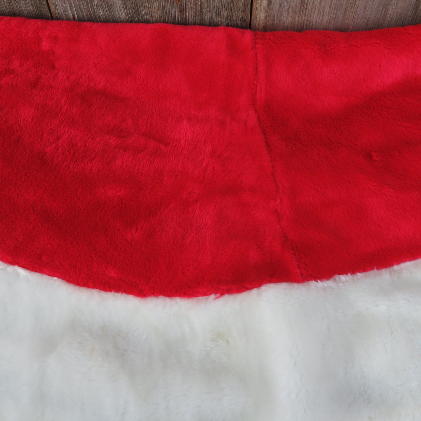 Fluffy Tree Skirt Red White Christmas Plush Fuzzy Red Fur Santa Suit Large