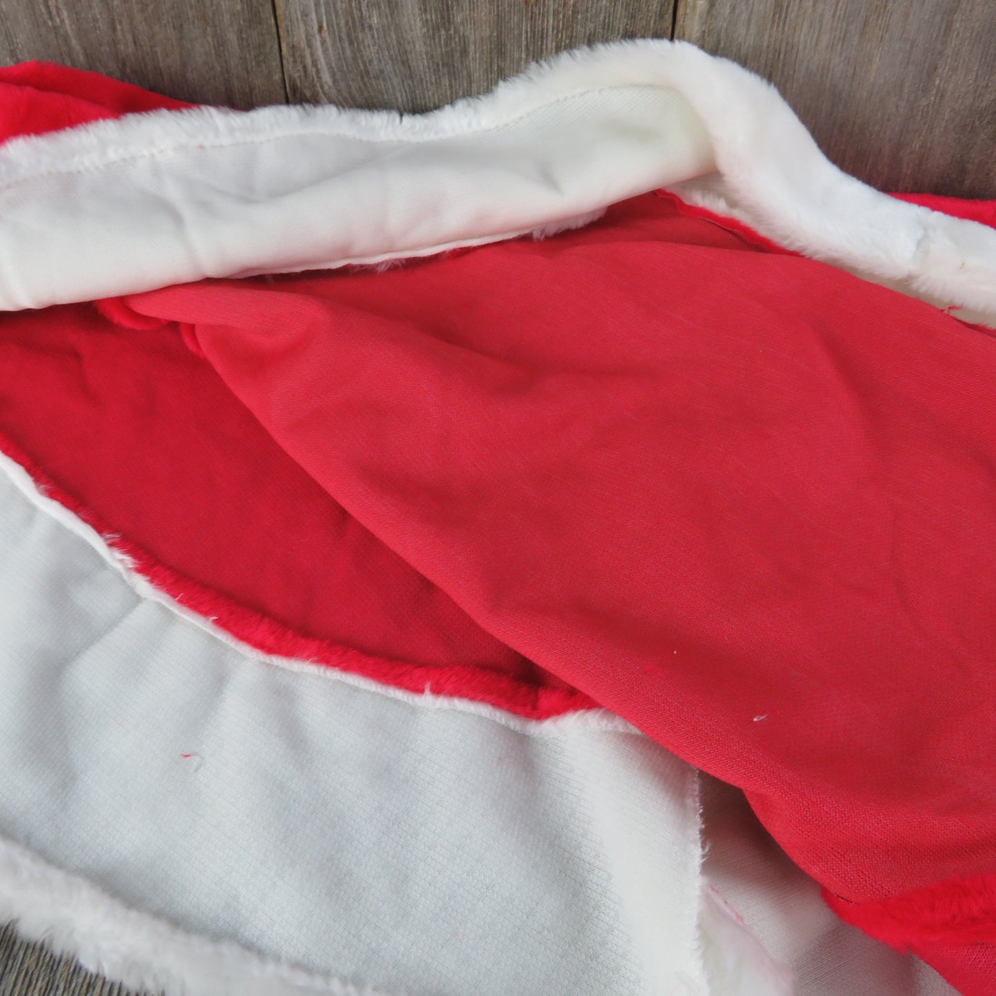 Fluffy Tree Skirt Red White Christmas Plush Fuzzy Red Fur Santa Suit Large