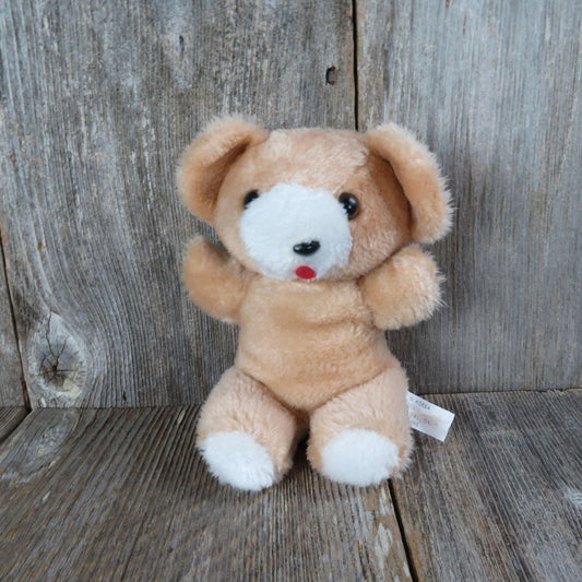 Vintage Teddy Bear Plush Tongue Tan Cream Colored Stuffed Animal Korea