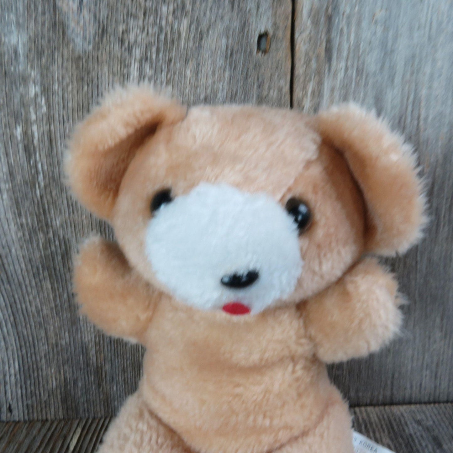 Vintage Teddy Bear Plush Tongue Tan Cream Colored Stuffed Animal Korea