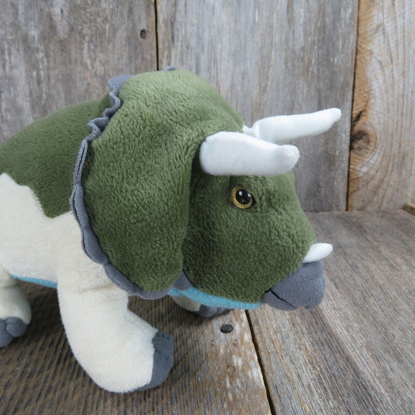 Triceratops Dinosaur Plush Stuffed Animal Aurora Green Blue 12" Long