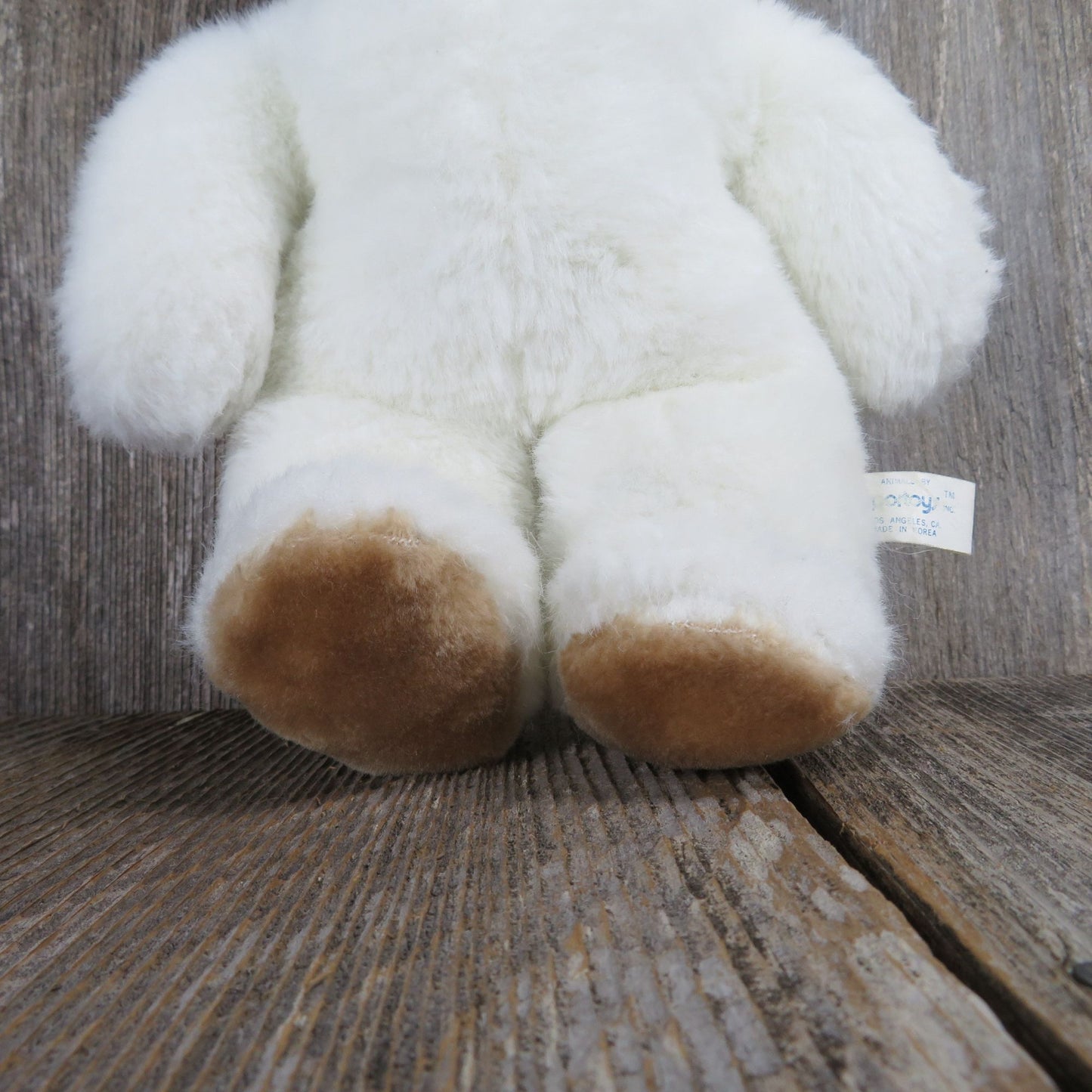 Vintage Standing White Bear Plush Brown Nose Paw Pads Polar Bear IT Import Toys Korea 1980