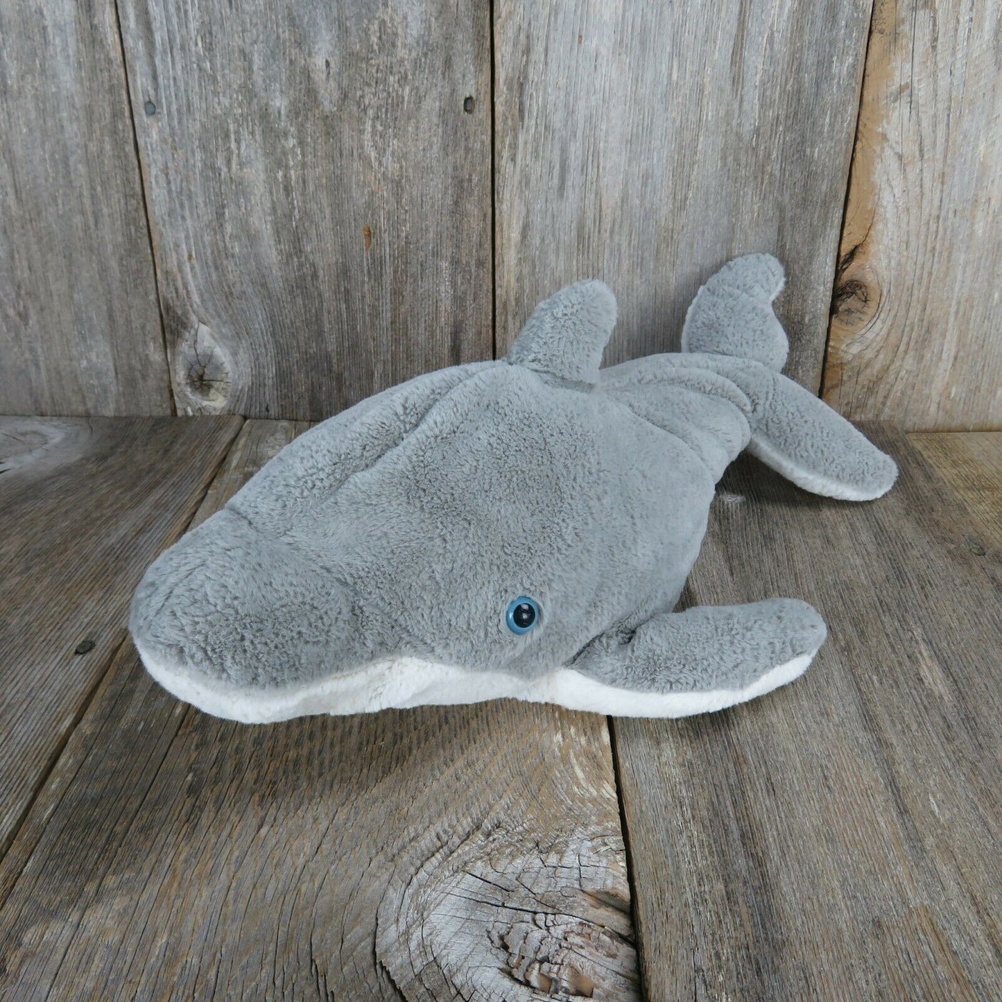 Dolphin Plush Grey White Blue Eyes Stuffed Animal