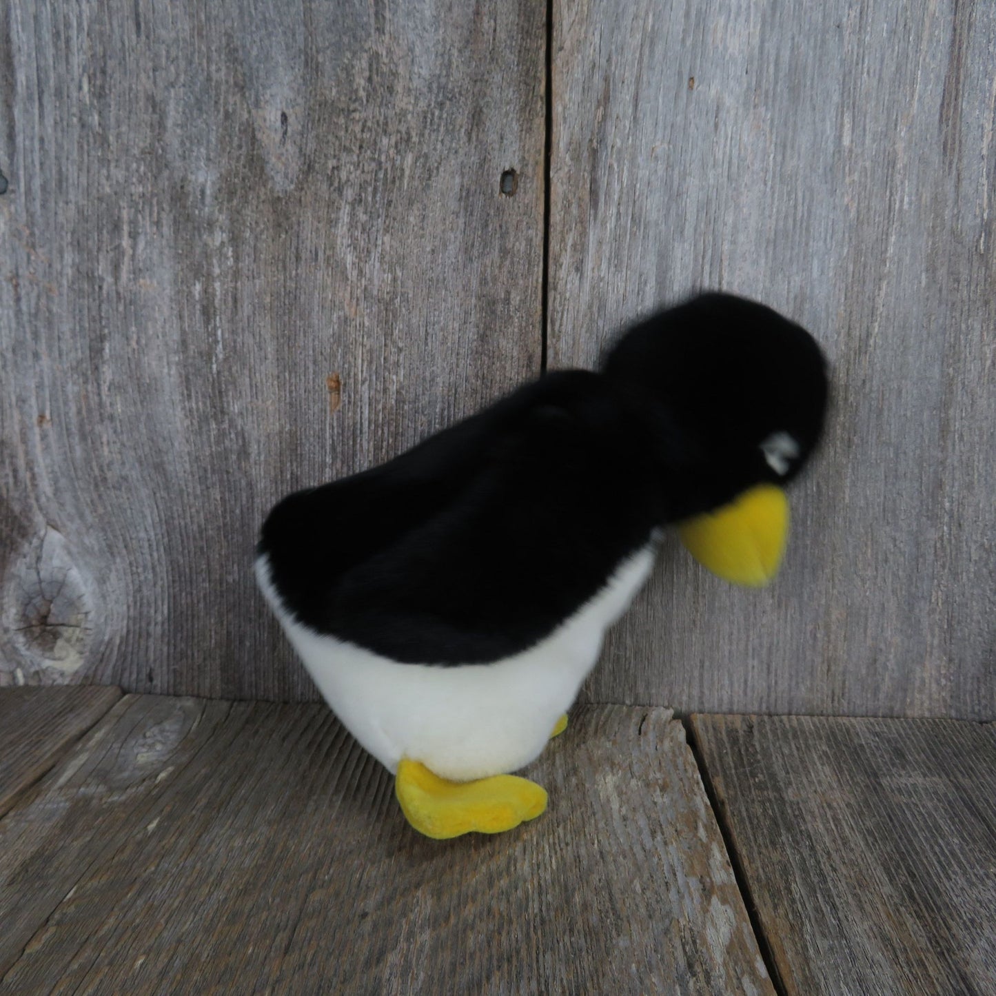 Vintage Penguin Plush Sad PO PO Russ Black White Bird Stuffed Animal Korea