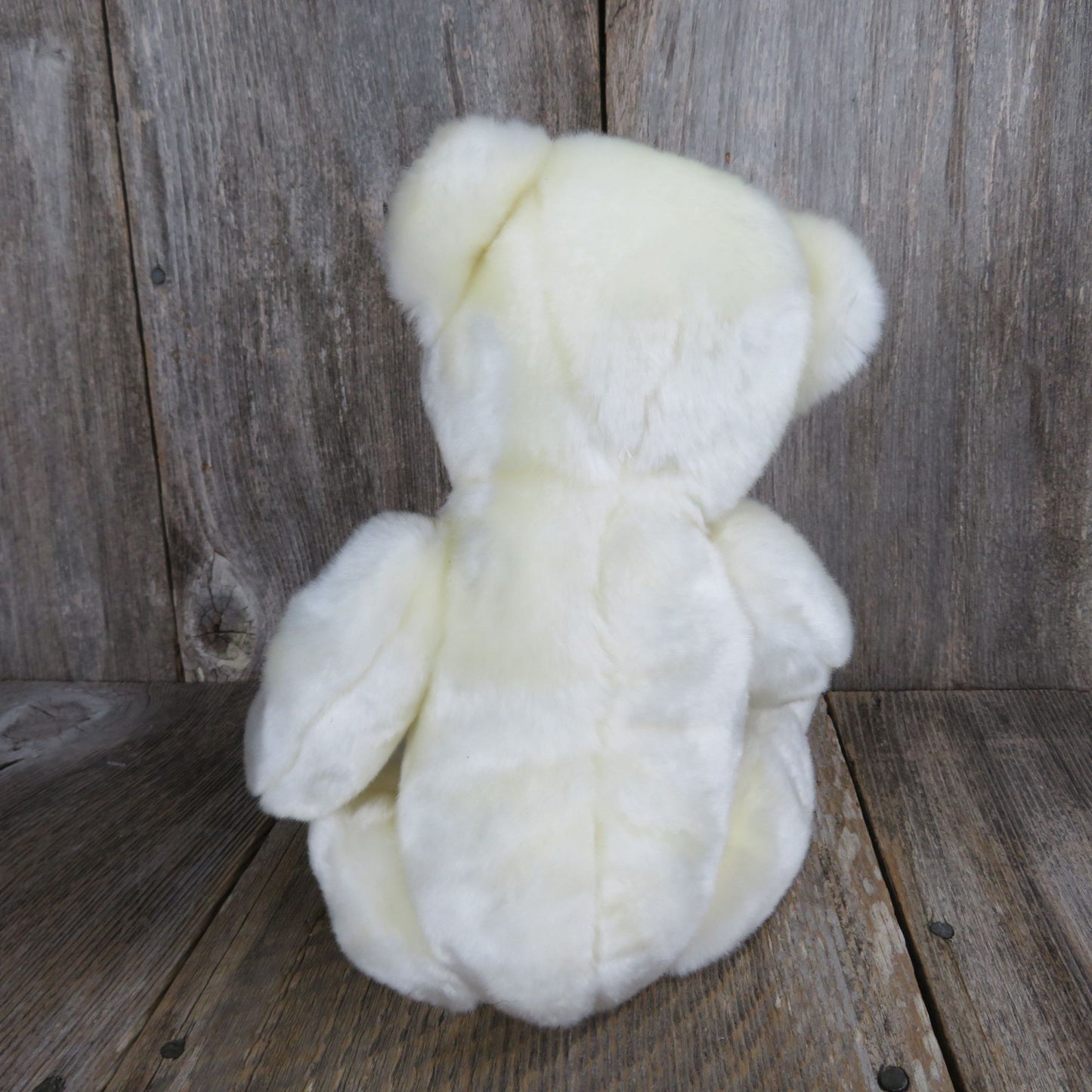 Vintage White Cream Teddy Bear Plush Mouse in the House Brown Nose Stuffed Animal