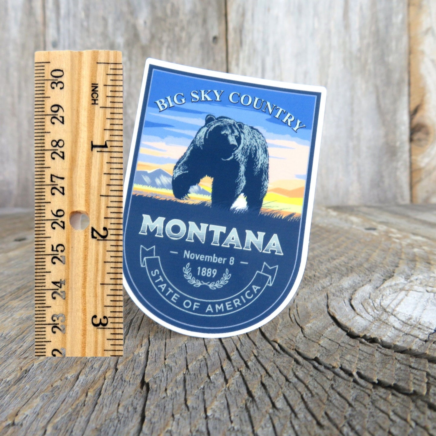 Montana Sticker Big Sky Country Grizzly Bear Souvenir Blue Waterproof State Pride Travel Water Bottle Laptop