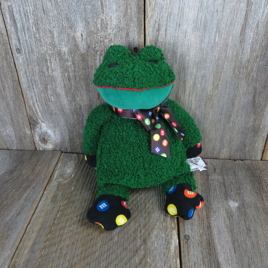 Green Frog Plush M&M Brand Candy Sitting Stuffed Animal Mars Inc Weighted Bottom Advertising