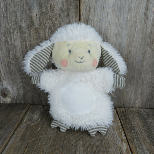 White Sheep Puppet Plush Demdaco Striped Ears Toy Nursery Rhyme 2020 Stuffed