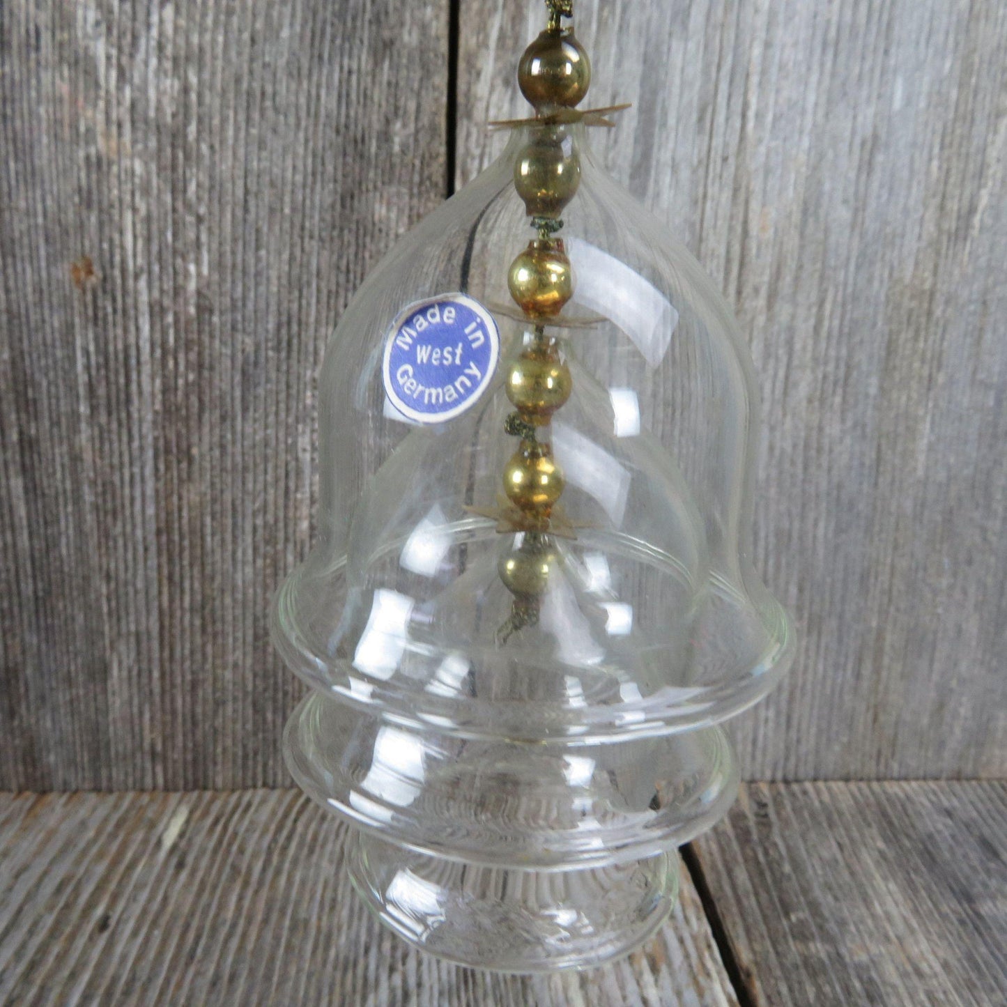 Vintage Glass Bell Ornament Graduated 3 Tier Germany Gold Christmas Ornament Tiered Bell