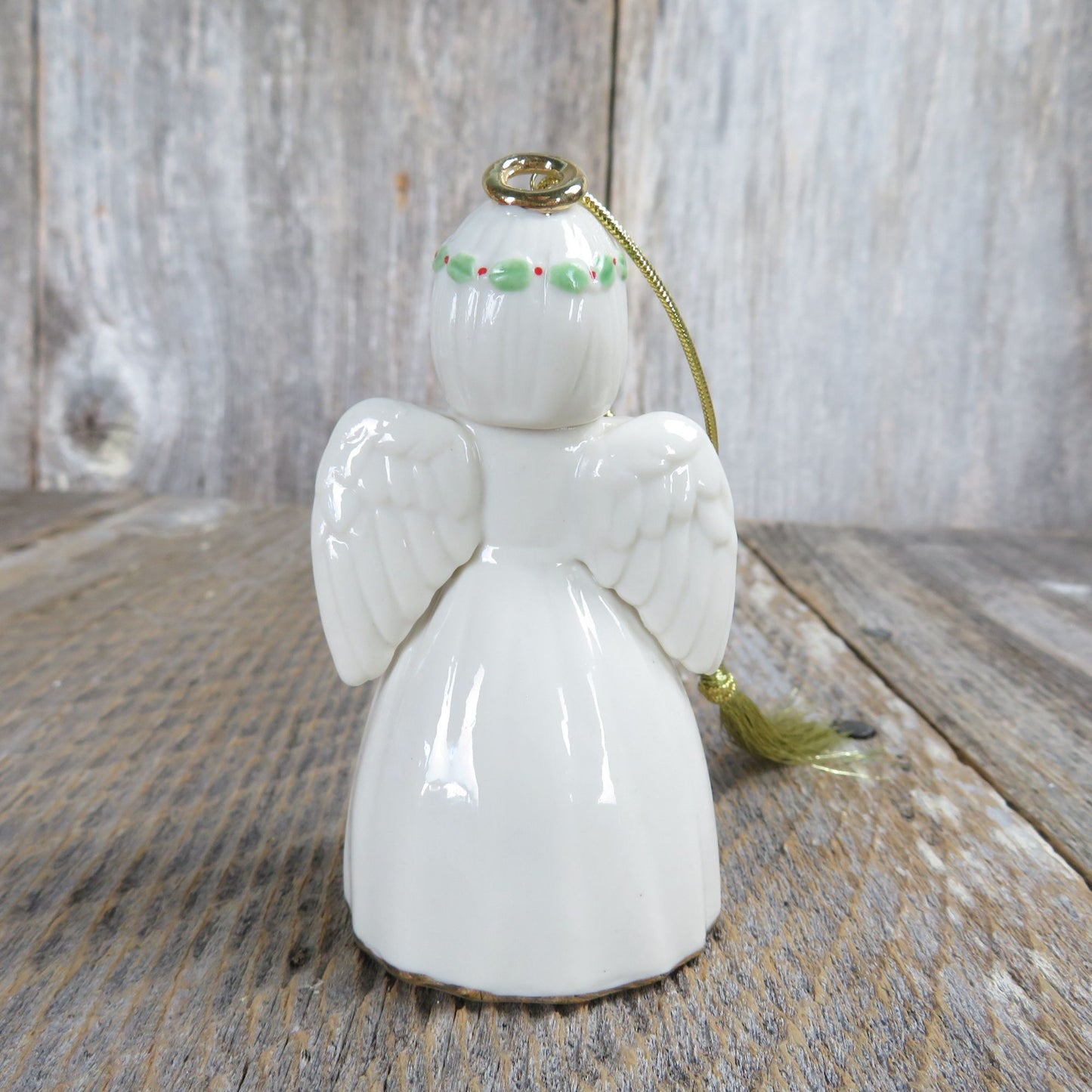 Angel with Star Christmas Ornament Lenox Holiday Cheer Porcelain Gold Halo White