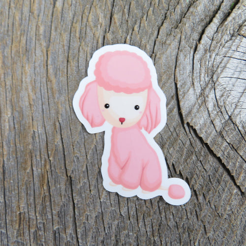 Pink Poodle Sticker Puppy Decal Full Color Cartoon Waterproof Dog Lover Sticker for Car Water Bottle Laptop