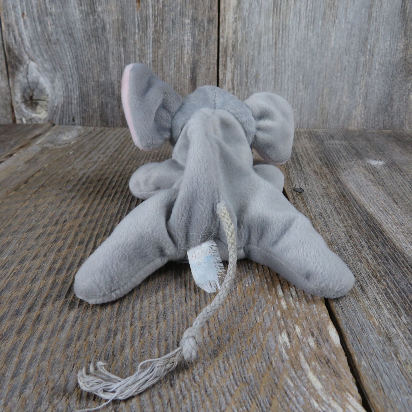 Vintage Elephant Plush Beanie Bean Bag Stuffed Animal 1990s String Tail