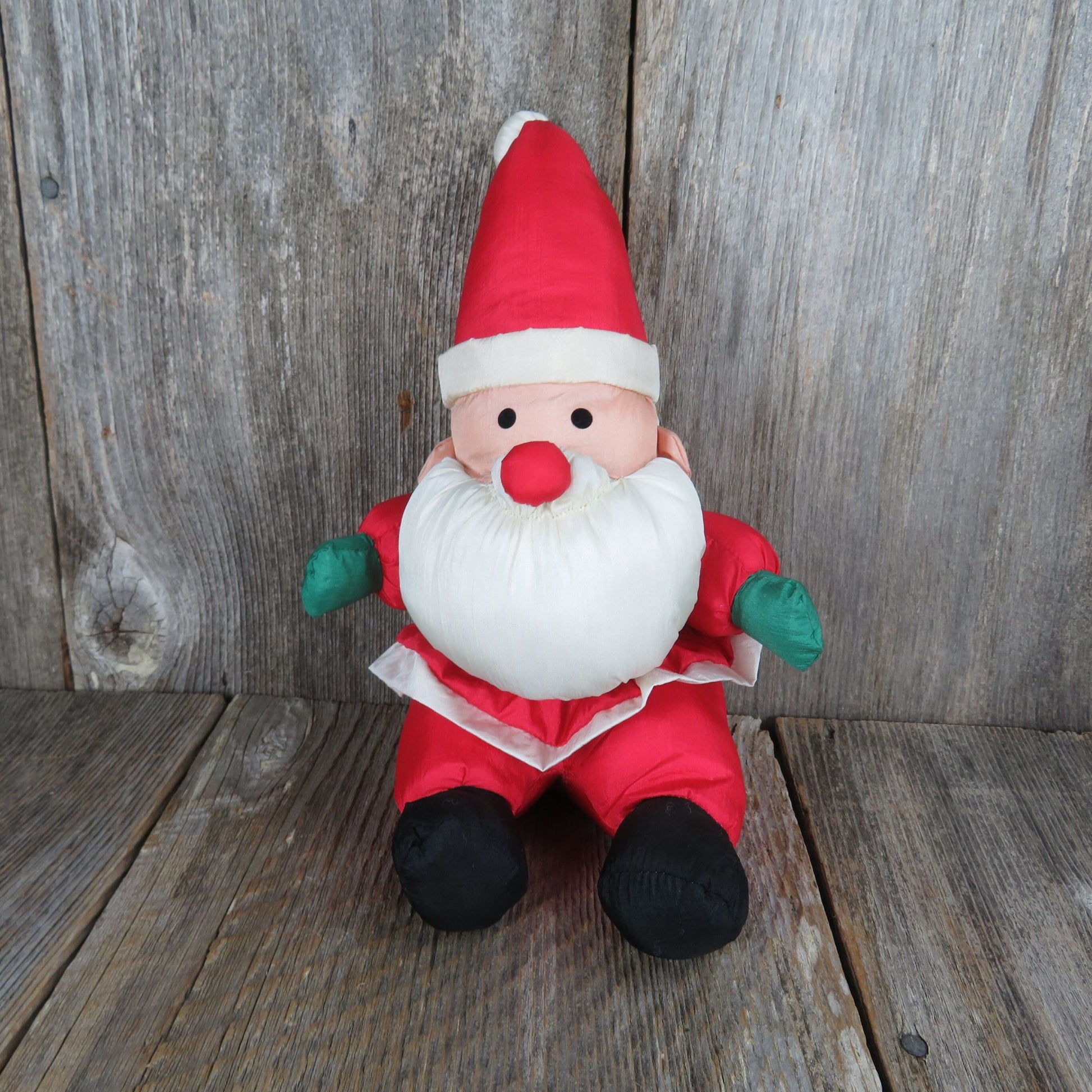 Vintage Santa Claus Plush Slick Nylon Christmas Stuffed Animal
