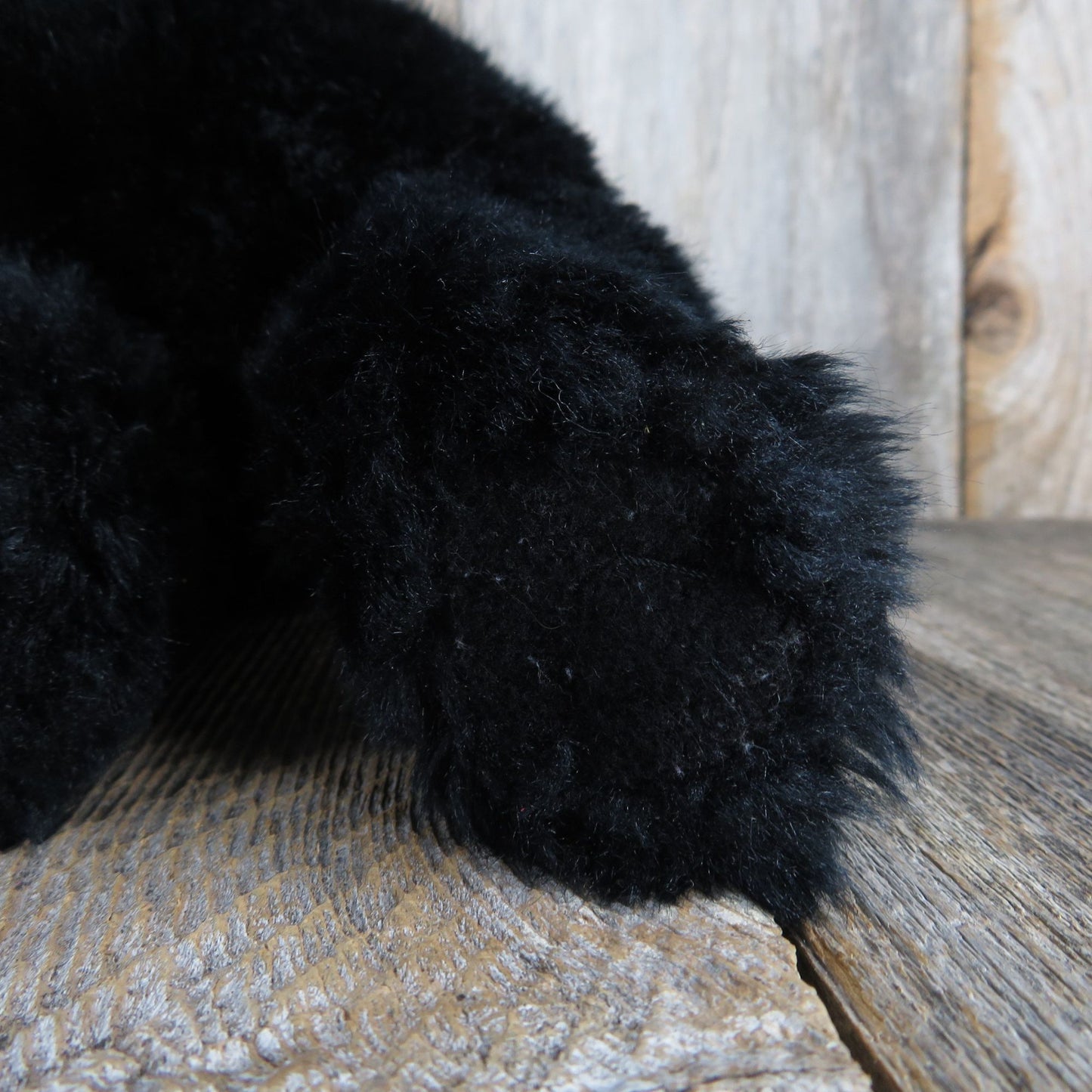 Black Laying Bear Plush Tongue Brown Muzzle Russ Nose Vintage Weighted