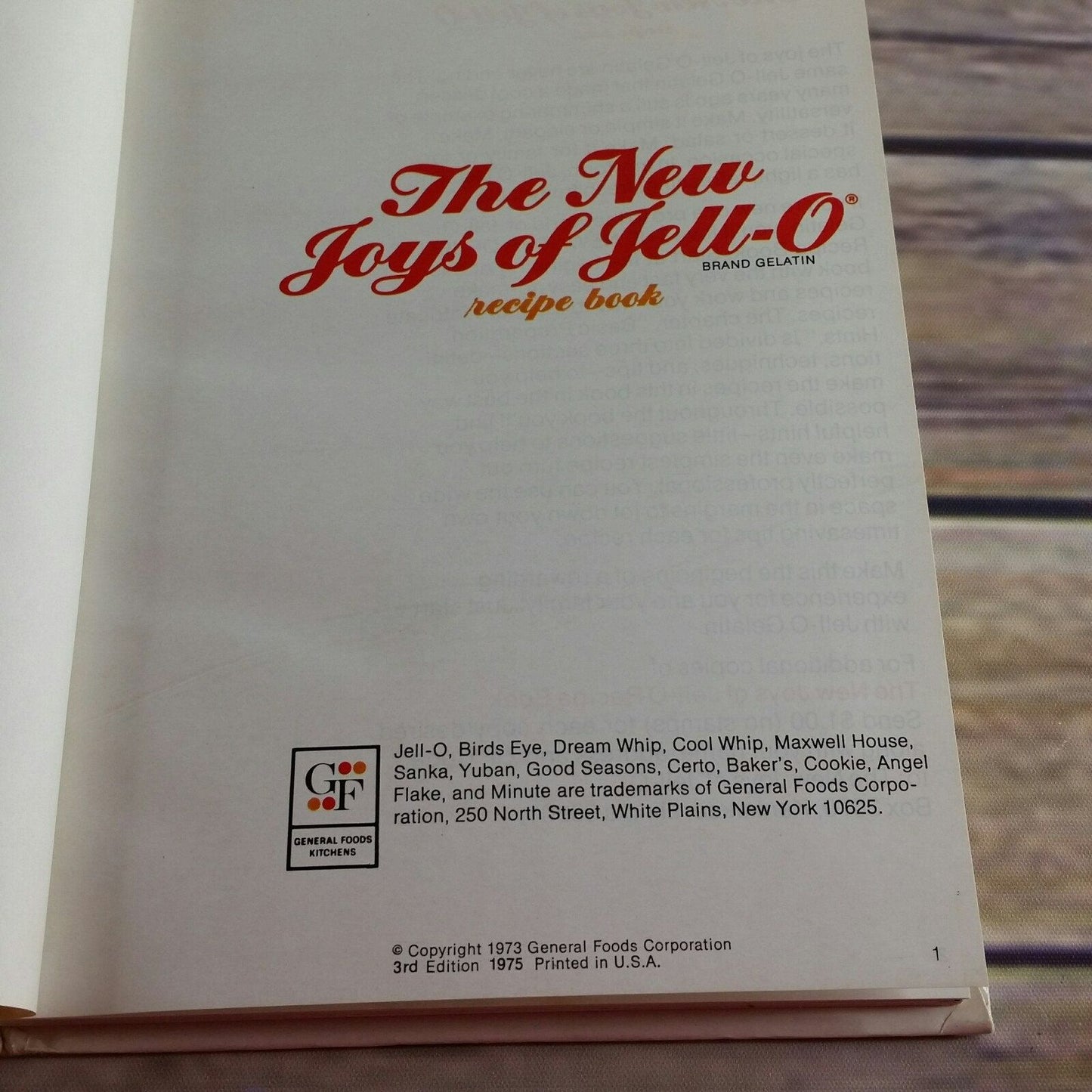 Vintage Joys of Jello Recipe Book Cookbook Promo Recipes 1975 3rd Edition Hardcover Booklet Gelatin Dessert