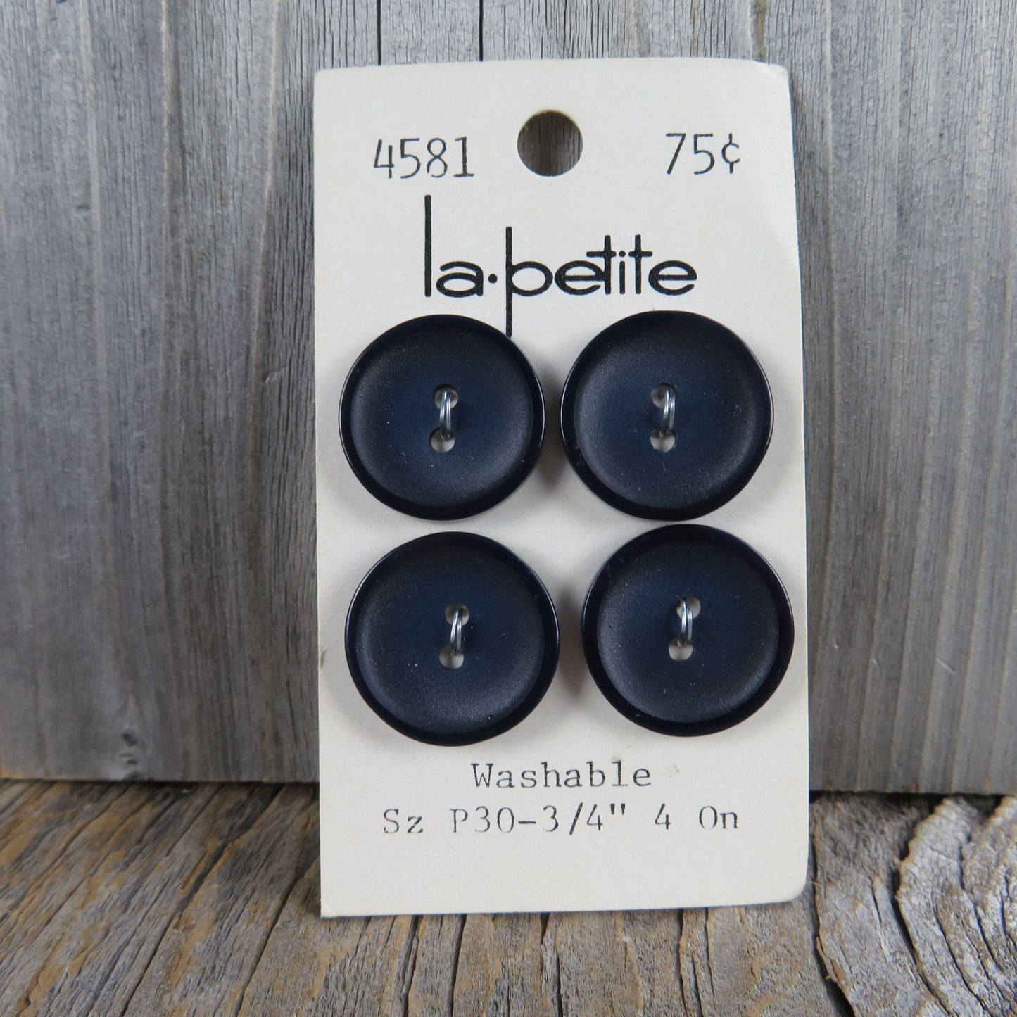 Vintage Dark Navy Blue Round Buttons 2 Hole La Petite Lansing Washable