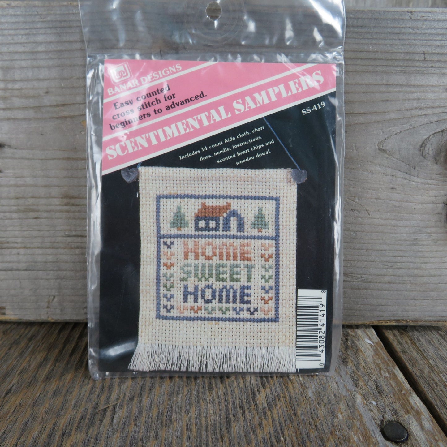 Counted Cross Stitch Kit Home Sweet Home Sampler Ornament Banar Designs SS-420 Tiny Sign