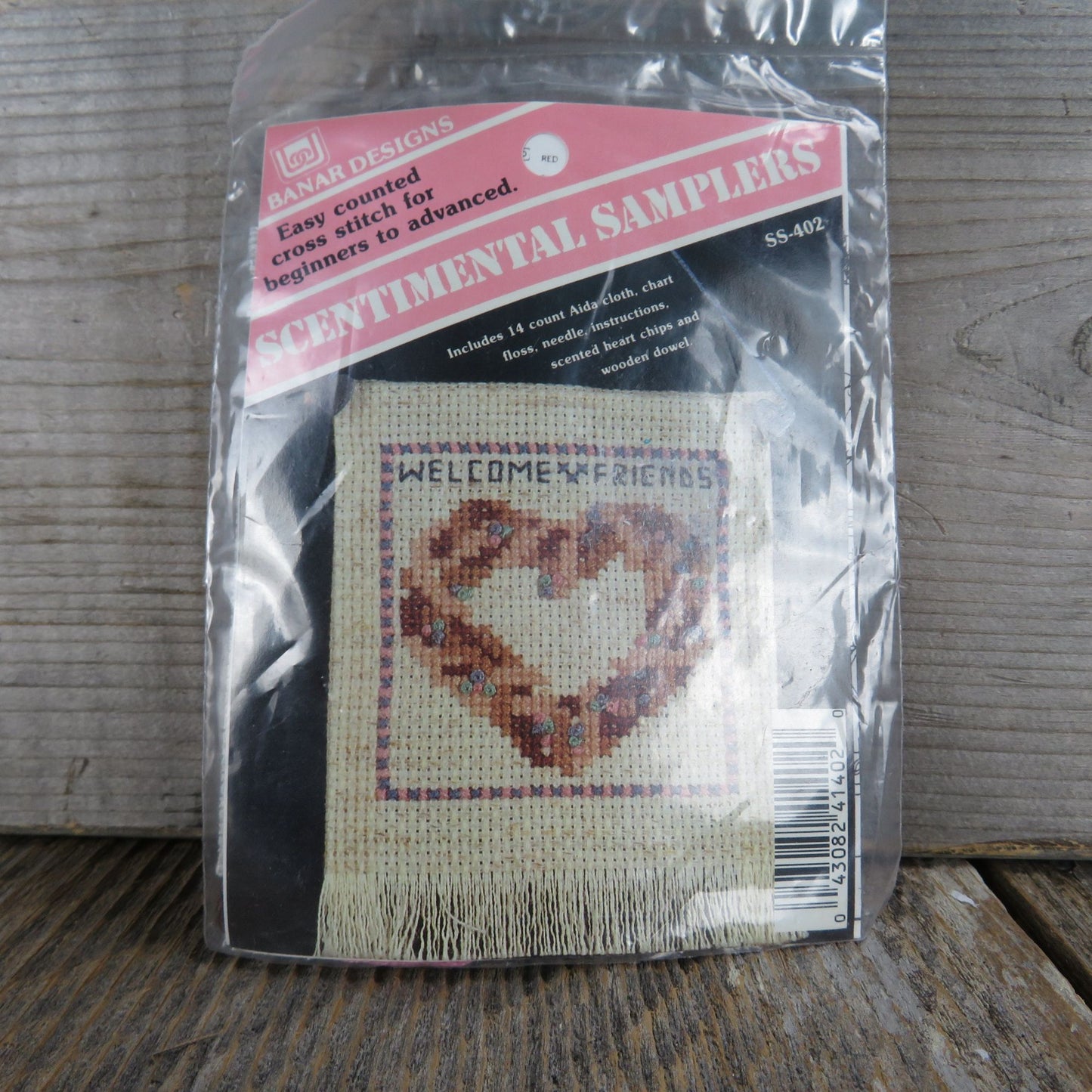 Counted Cross Stitch Kit Welcome Friends Heart Sampler Ornament Banar Designs SS-402 Tiny Sign