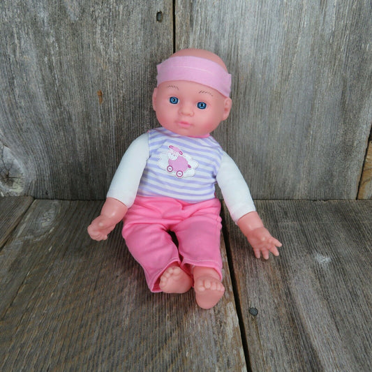 Pink Doll Soft Body Kid Concepts Bald Purple Stripe Pajamas Blue Eyes