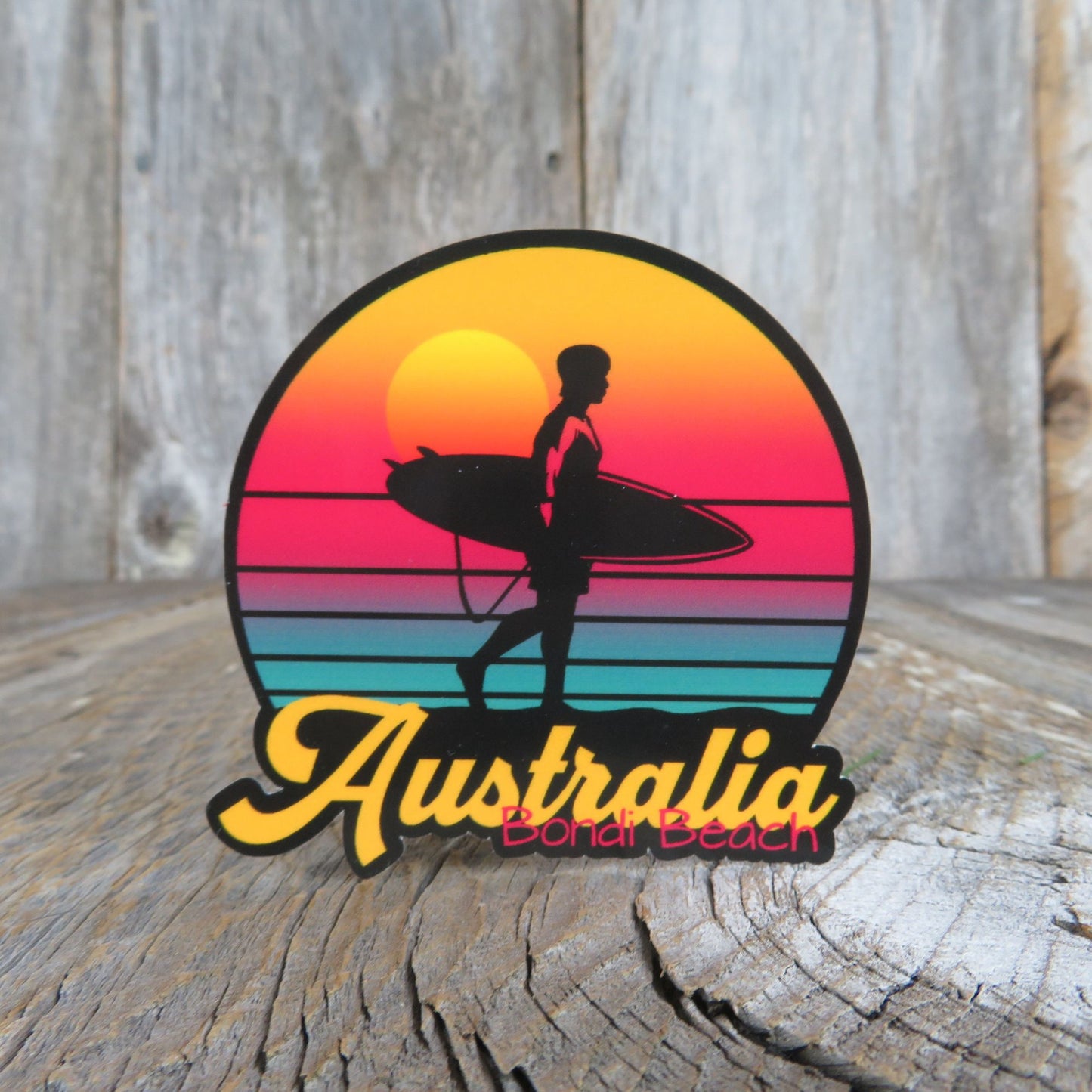 Surf Bondi Beach Australia Sticker Surfing Retro Sunset Souvenir Travel Sticker