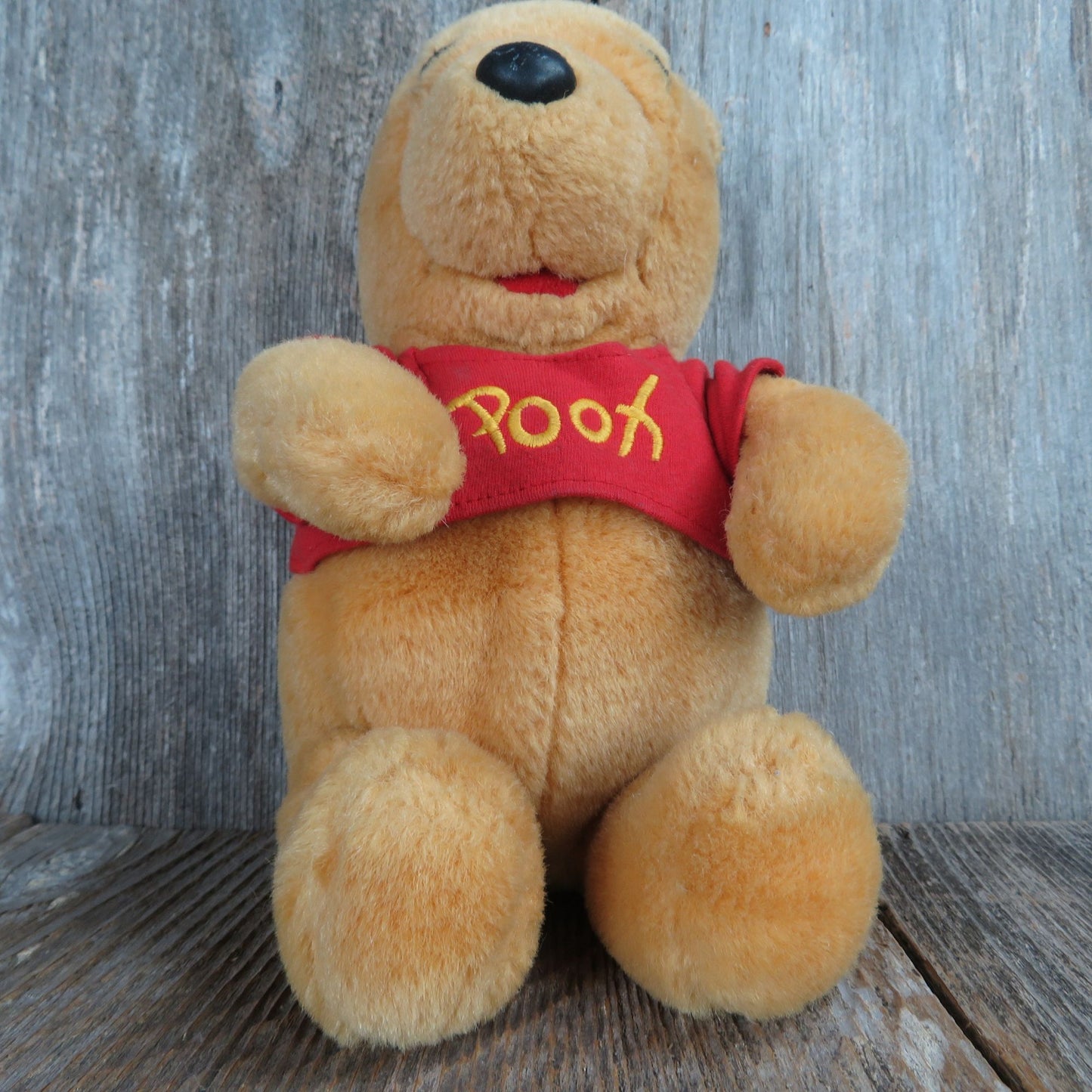 Vintage Winnie the Pooh Bear Plush Stuffed Animal Disney Orange Red Shirt