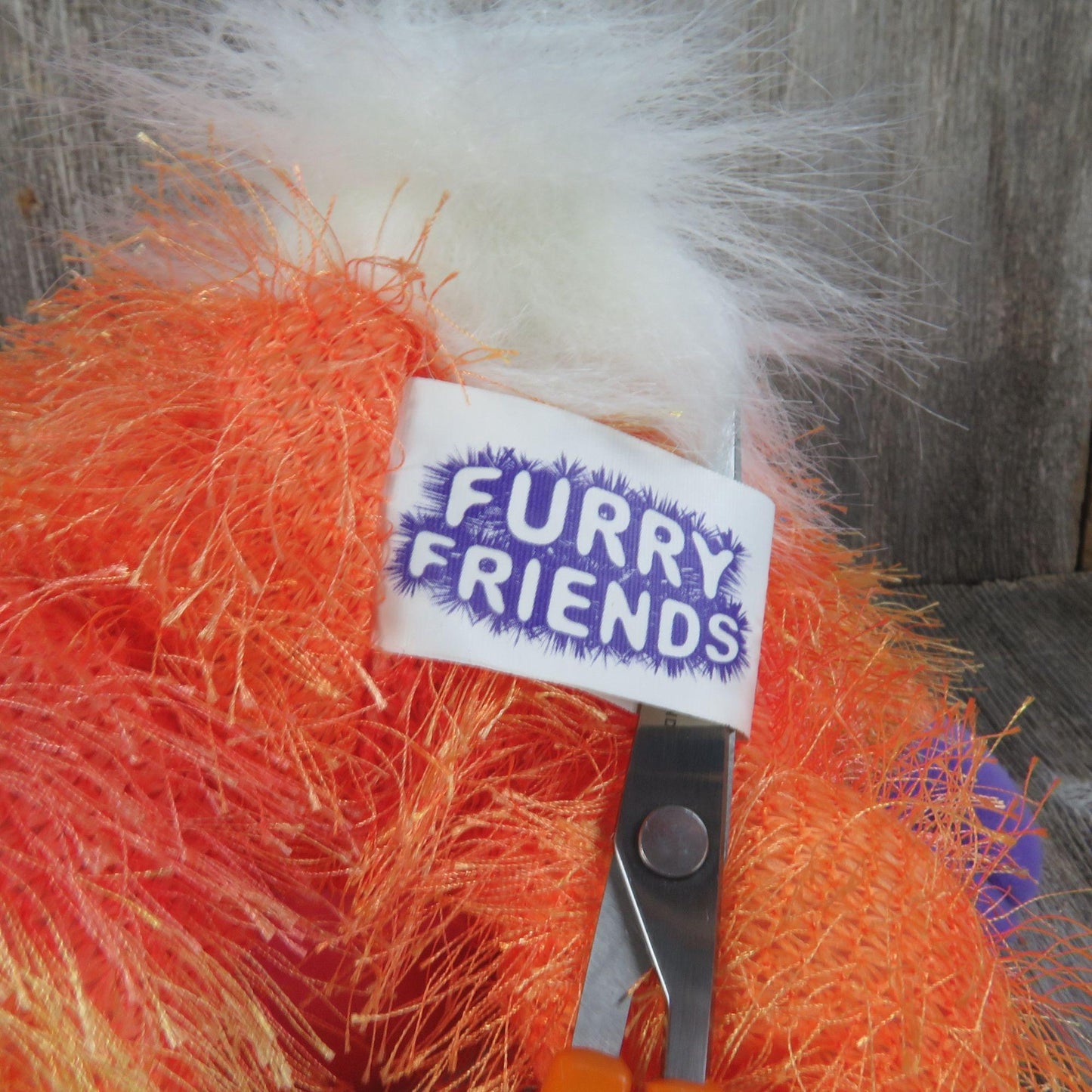 Vintage Bright Orange Bunny Plush Rabbit Blue Pink Purple Fuzzy Fluorescent Furry Friends