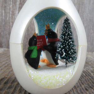 Vintage Penguin Carolers Ornament Winter Surprise Hallmark Christmas Egg Shaped 1991