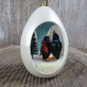 Vintage Penguin Carolers Ornament Winter Surprise Hallmark Christmas Egg Shaped 1991