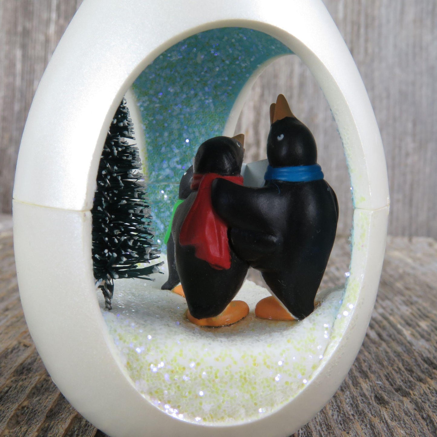 Vintage Penguin Carolers Ornament Winter Surprise Hallmark Christmas Egg Shaped 1991