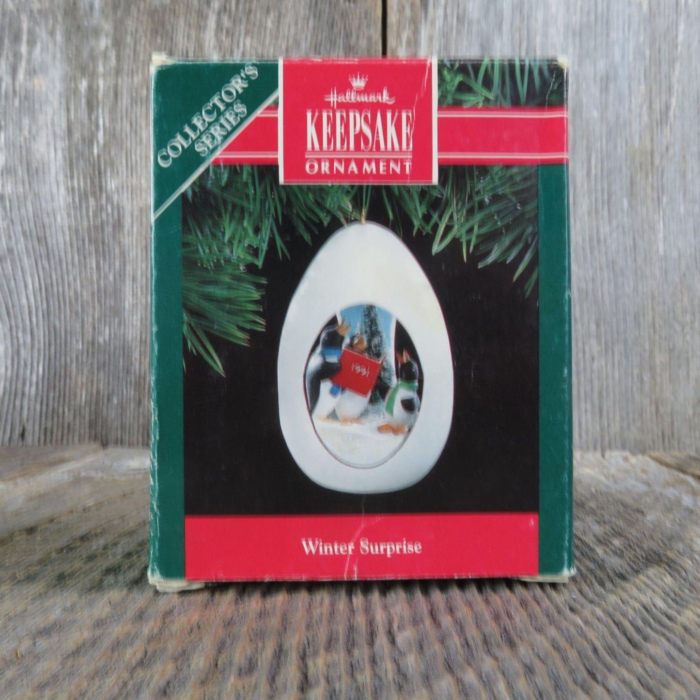 Vintage Penguin Carolers Ornament Winter Surprise Hallmark Christmas Egg Shaped 1991