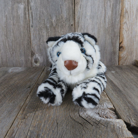 Vintage Tiger Plush Bengal White Cat Stuffed Animal Blue Eyes Wild Beta Toys