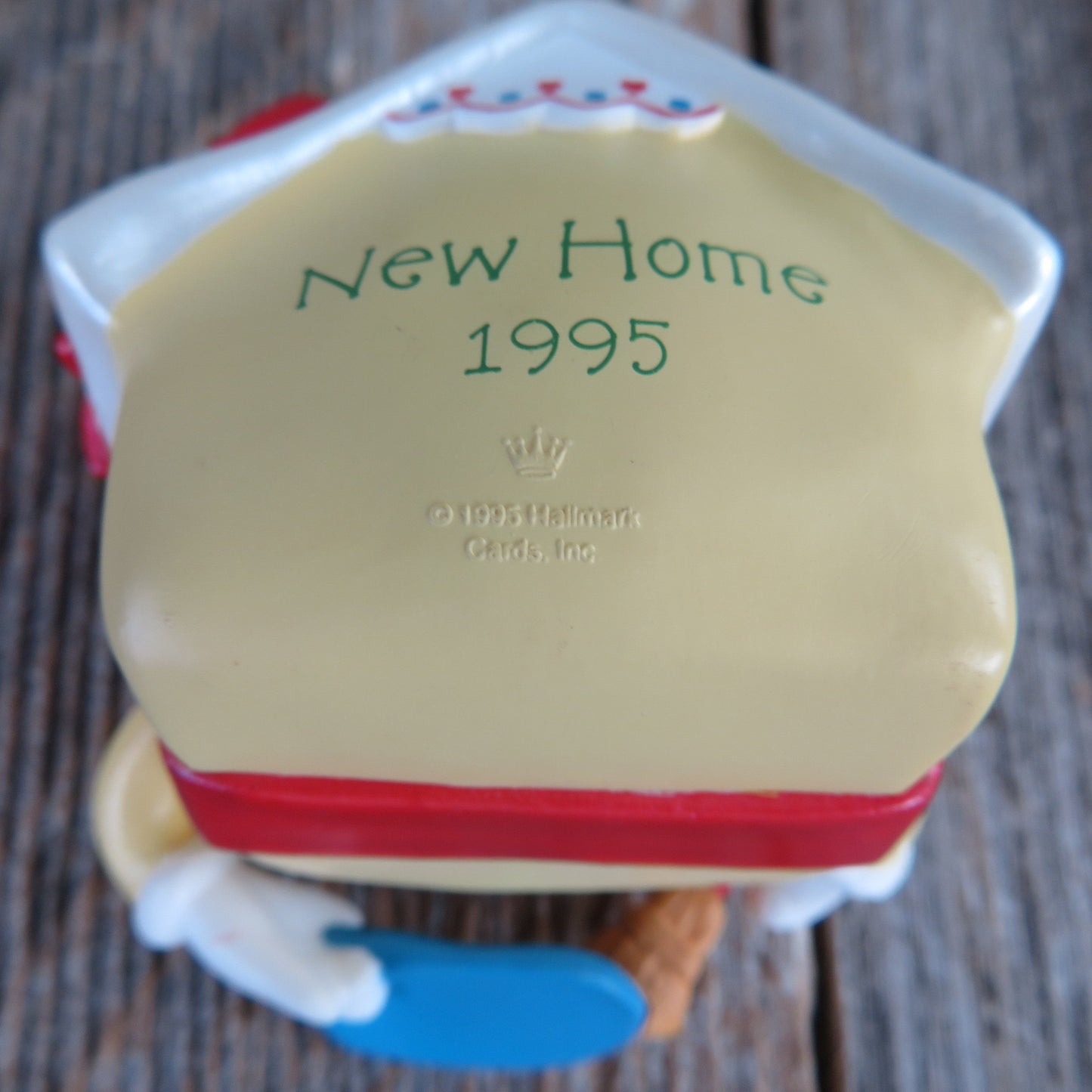 Vintage House with Face Hallmark New Home Ornament Welcome Mat Bow Yellow 1995