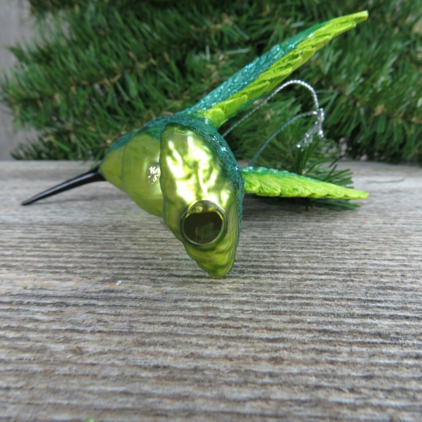 Hummingbird Glass Ornament Bird Christmas Green Blue Glitter