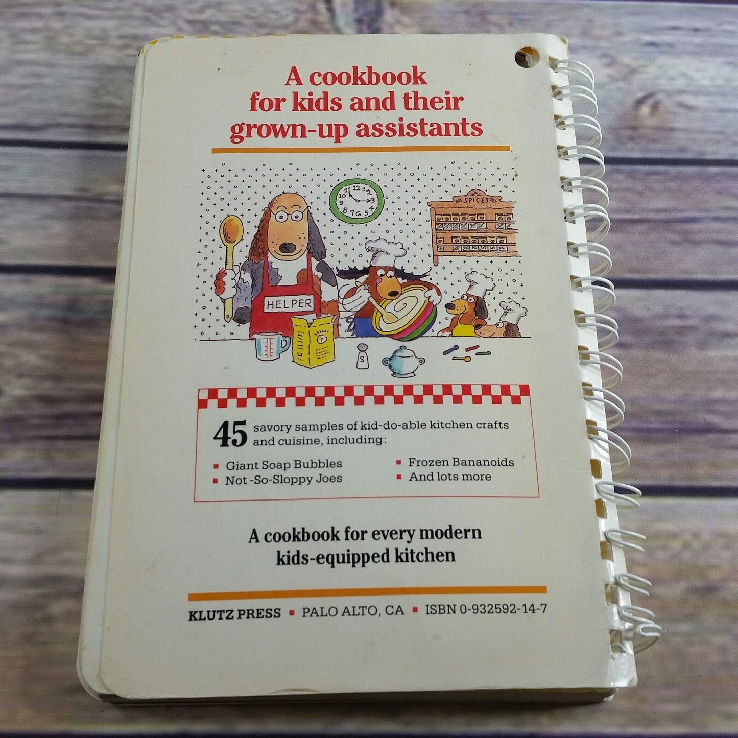 Vintage Kids Cookbook Kids Cooking Recipes Spiral Bound Klutz Press 1987 Hardcover Thick Pages