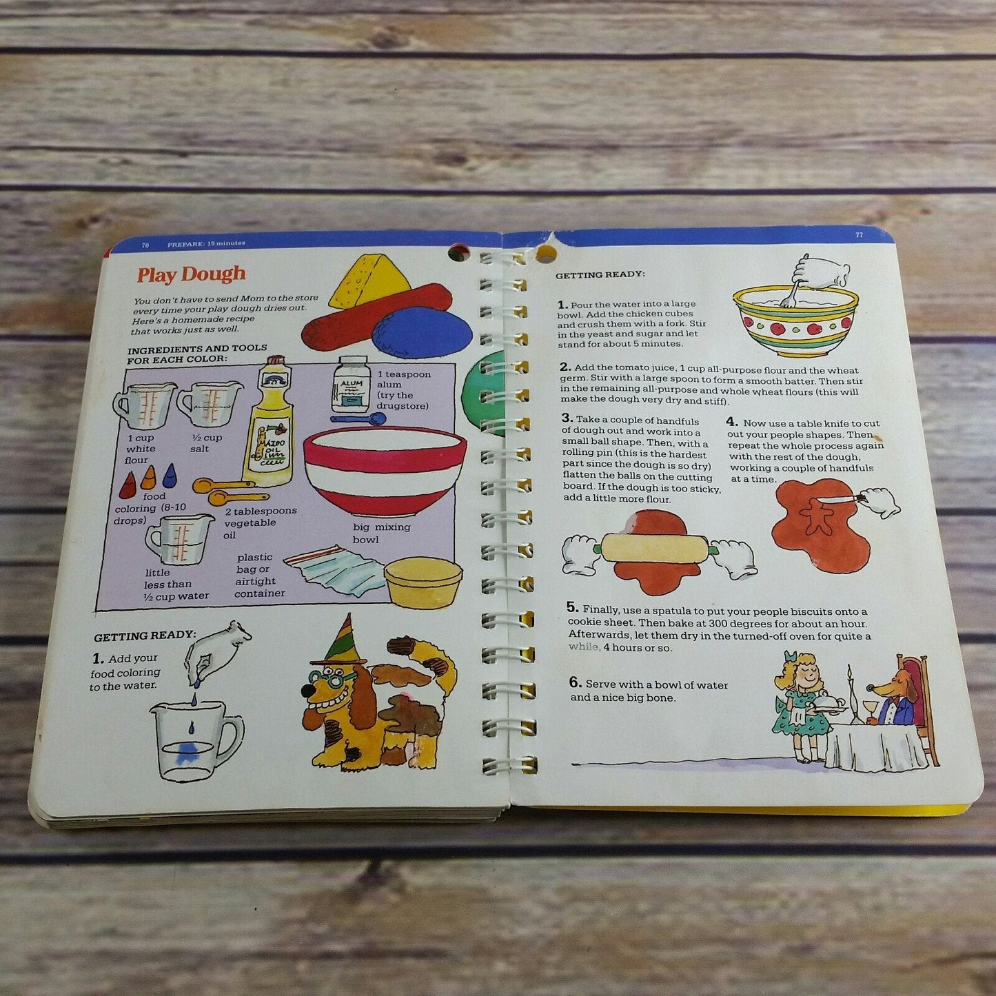 Vintage Kids Cookbook Kids Cooking Recipes Spiral Bound Klutz Press 1987 Hardcover Thick Pages
