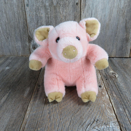 Vintage Pig Plush Stuffed Animal Pink Hog Toy Doll Manhattan Toy Company 1998