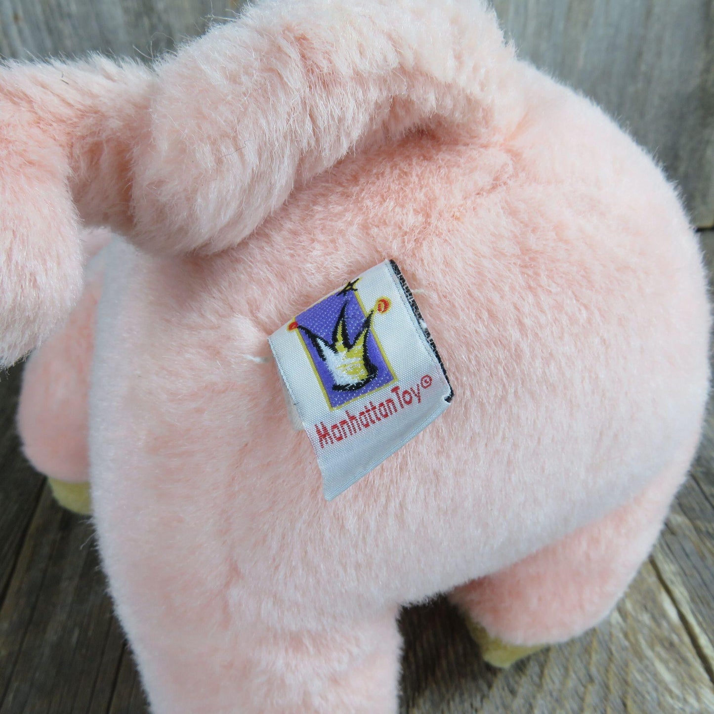 Vintage Pig Plush Stuffed Animal Pink Hog Toy Doll Manhattan Toy Company 1998