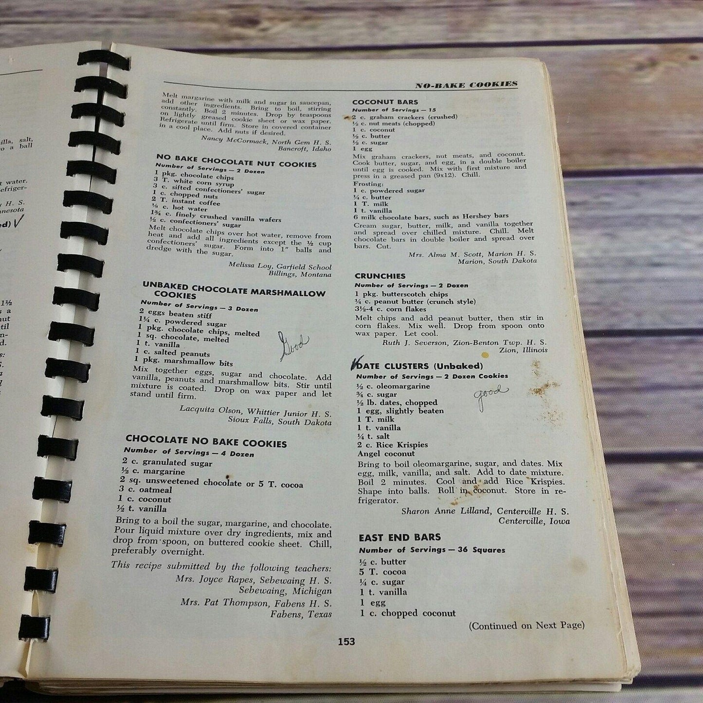 Vintage Desserts Cookbook Fav Recipes of American Home Economics Teachers 1963 Spiral Bound Paperback