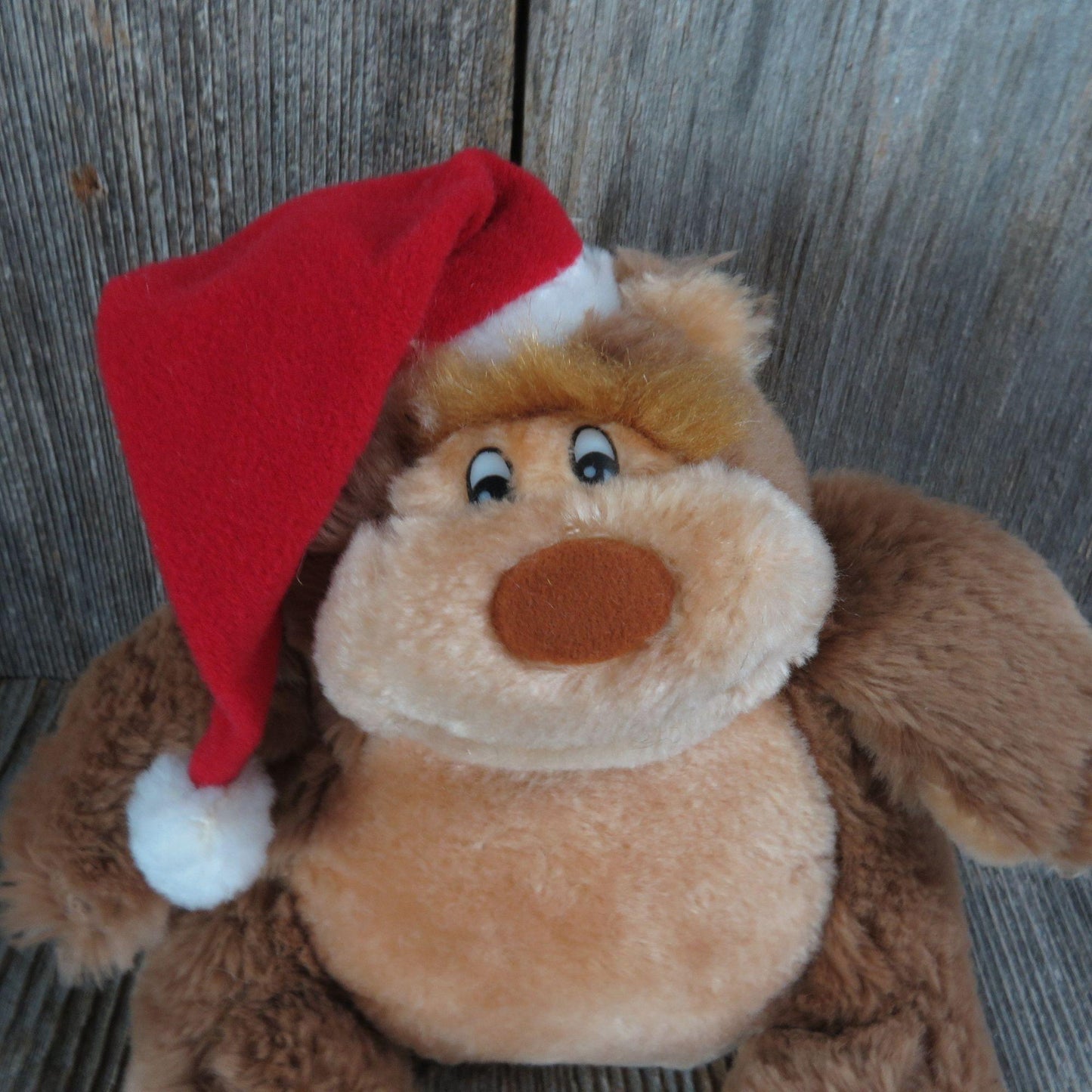 Vintage Teddy Bear Plush Egbert Baby Santa Hat Gorilla Christmas Applause Knickerbocker 1981