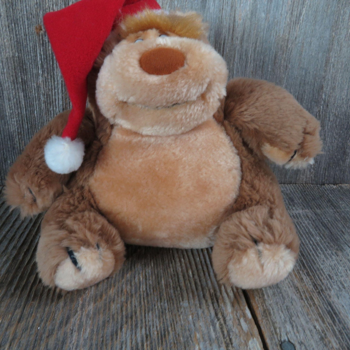 Vintage Teddy Bear Plush Egbert Baby Santa Hat Gorilla Christmas Applause Knickerbocker 1981