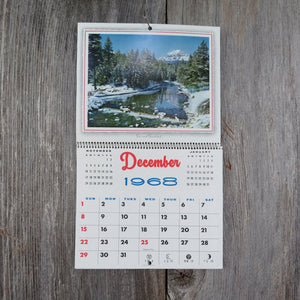 Vintage Scenic Wall Calendar 1968 United States Views 2024 Season's Greetings Bill Pocket